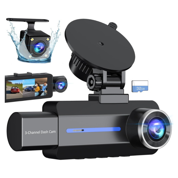 Baeasu 3 Channel 2.5K 1440P Dash Cam With 32GB Card Discount