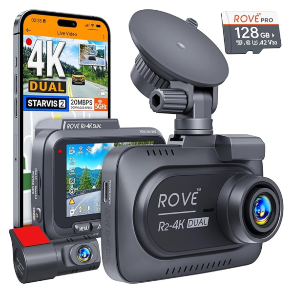 ROVE R2-4K 2160P FHD 3  IPS, 24H Parking Mode DUAL Dash Cam Hot on Sale