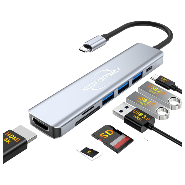 KOOFORWAY 7-in-1 USB-C Hub Laptop Multiport Adapter Docking Station For Cheap