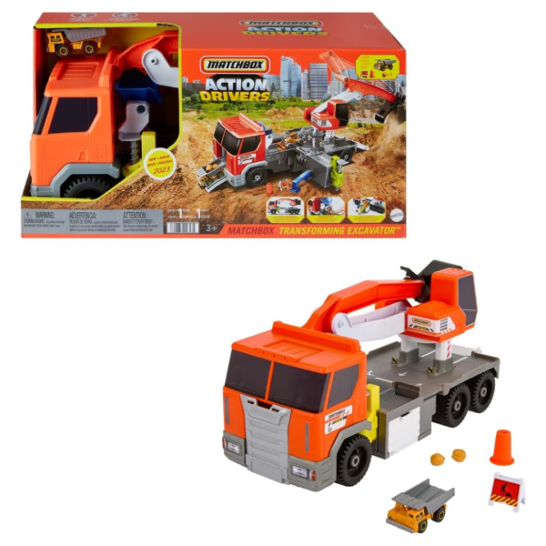 Matchbox Action Drivers Transforming Excavator Large-Scale Truck & Playset Online Hot Sale