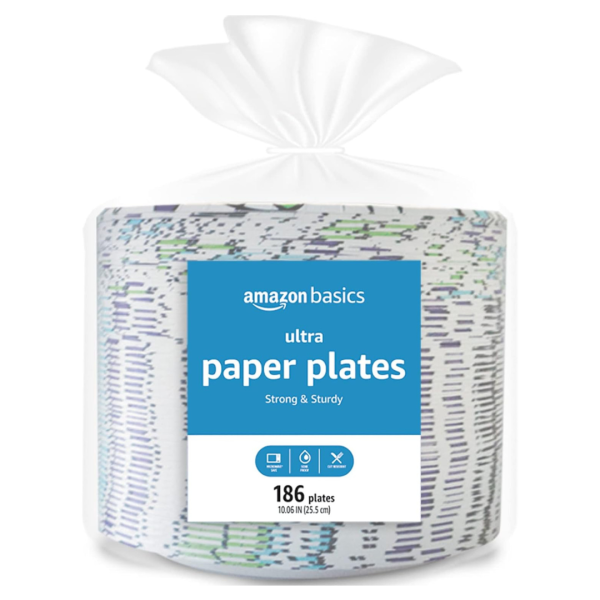 372-Count Amazon Basics 10.06  Disposable Ultra Paper Plates For Cheap