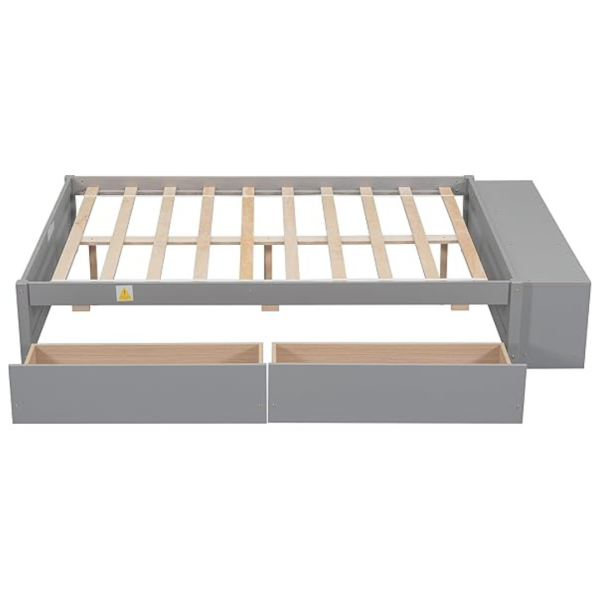 Dolonm Full Size Bed with 2 Drawers and Storage Shelves Hot on Sale