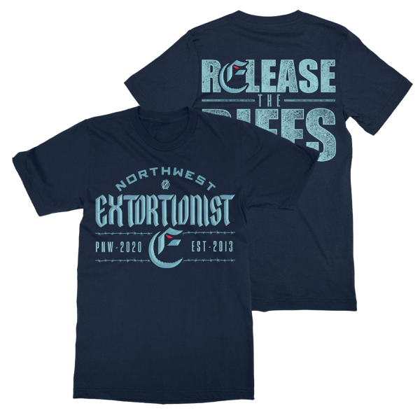 Extortionist - Release the Riffs Shirt (Navy) Hot on Sale