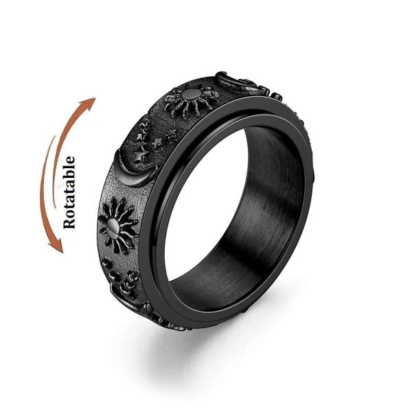 Spinning Anxiety Relaxing Ring With Star And Moon For Women Stainless Steel Rotate Freely Fidget Spinner Rings Bohemia Jewelry Hot on Sale - Image 5