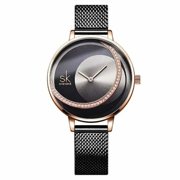 Shengke Crystal Women Watch Luxury Brand Ladies Dress Watches Original Design Quartz Wrist Watches Creative SK Watch For Women on Sale - Image 3